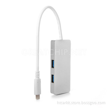Portable super speed Type C USB 3.0 HUB Charger with 2 ports USB 3.0 1 type-C charging port